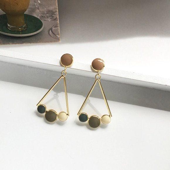 Enamel Triangle Drop Earrings - Picture 3 of 5